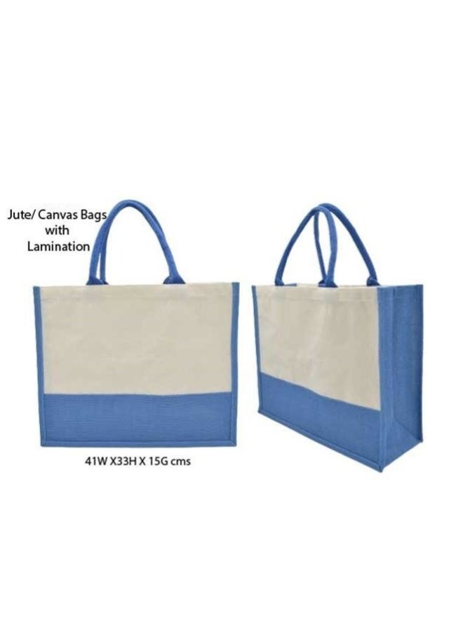 Fatio Set of 10 Jute Bags with Cream Canvas – Eco-Friendly Reusable Tote Bags - Image 3